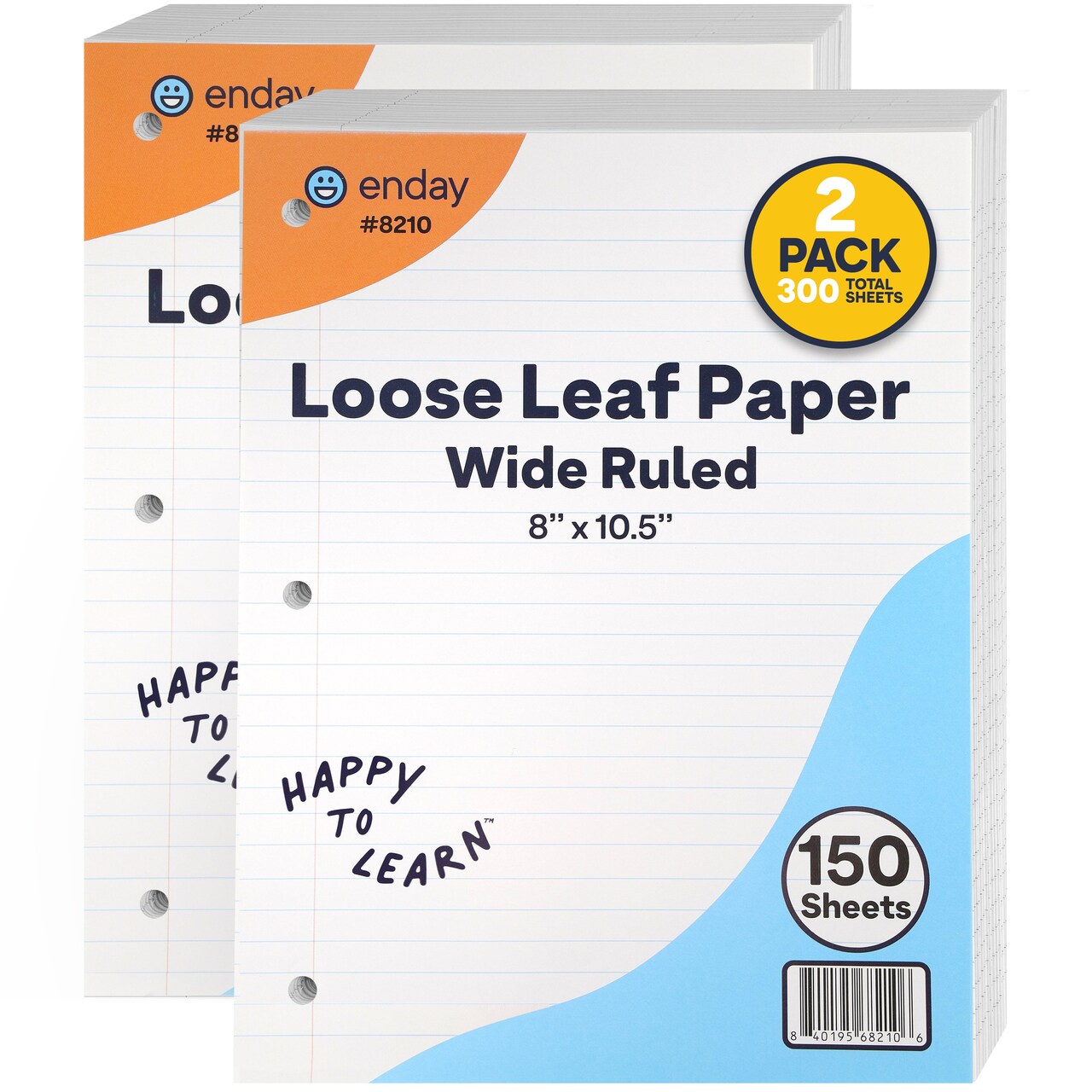 Loose Leaf Paper , 8" x 10.5" Filler Paper White, 3 Hole Punched Binder Paper for 3 Ring Binders, 150 Sheets Per Pack - Enday